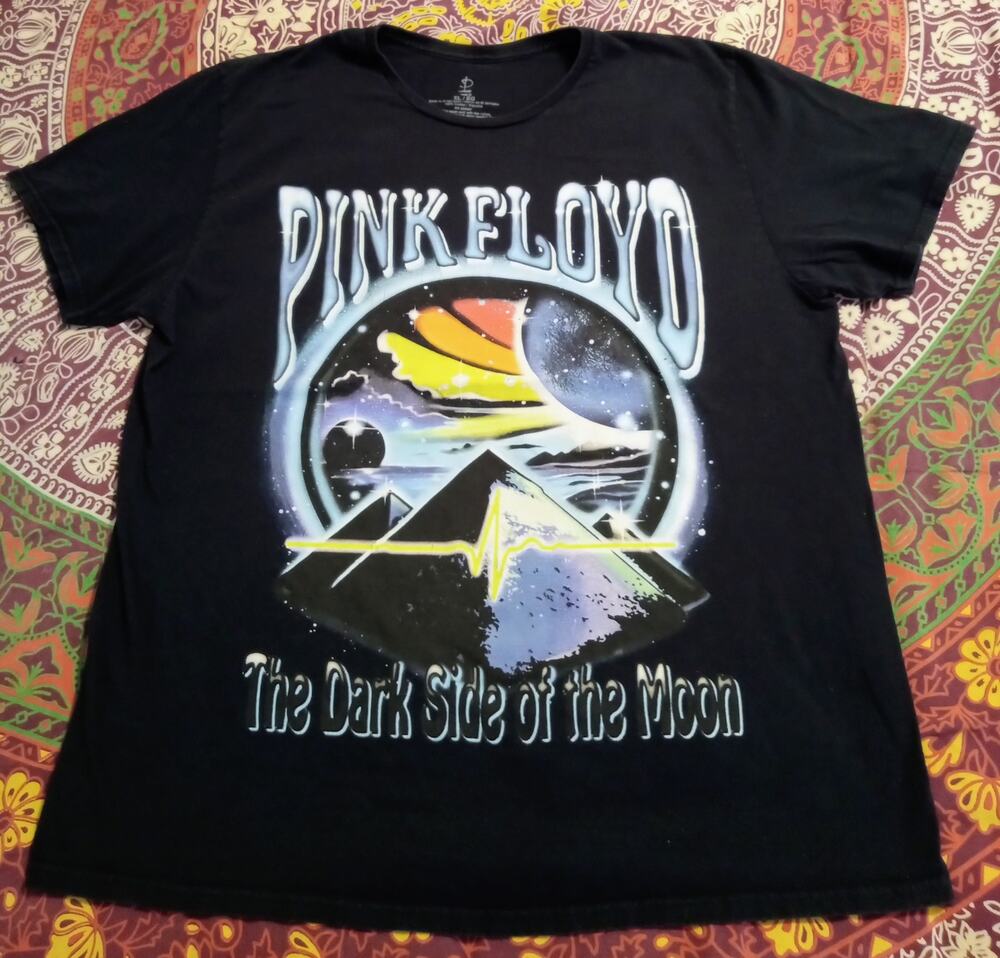 Pink Floyd Dark Side Of The Moon Graphic Tee Shirt Prism Heartbeat Black SZ XL
